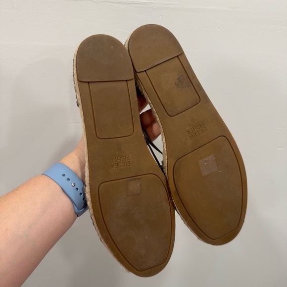 Eileen Fisher Lee Metallic Leather Espadrille Sandal Flat Size 9 - Picture 7 of 10